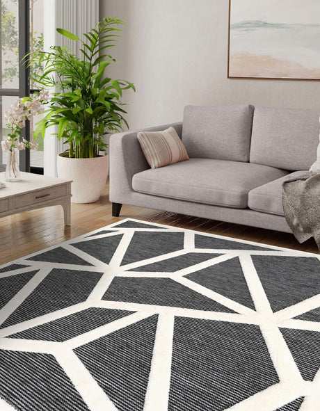 Gray 7' 10 x 7' 10 Prismatic Square Area Rug Modern Geometric Unique Design Carpet for Contemporary Interior Home Decorating for Sale at Rug Engine