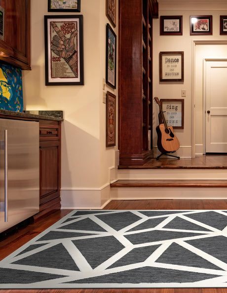 Gray 7' 10 x 7' 10 Prismatic Square Area Rug Modern Geometric Unique Design Carpet for Contemporary Interior Home Decorating for Sale at Rug Engine