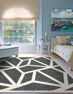 Gray 7' 10 x 7' 10 Prismatic Square Area Rug Modern Geometric Unique Design Carpet for Contemporary Interior Home Decorating for Sale at Rug Engine