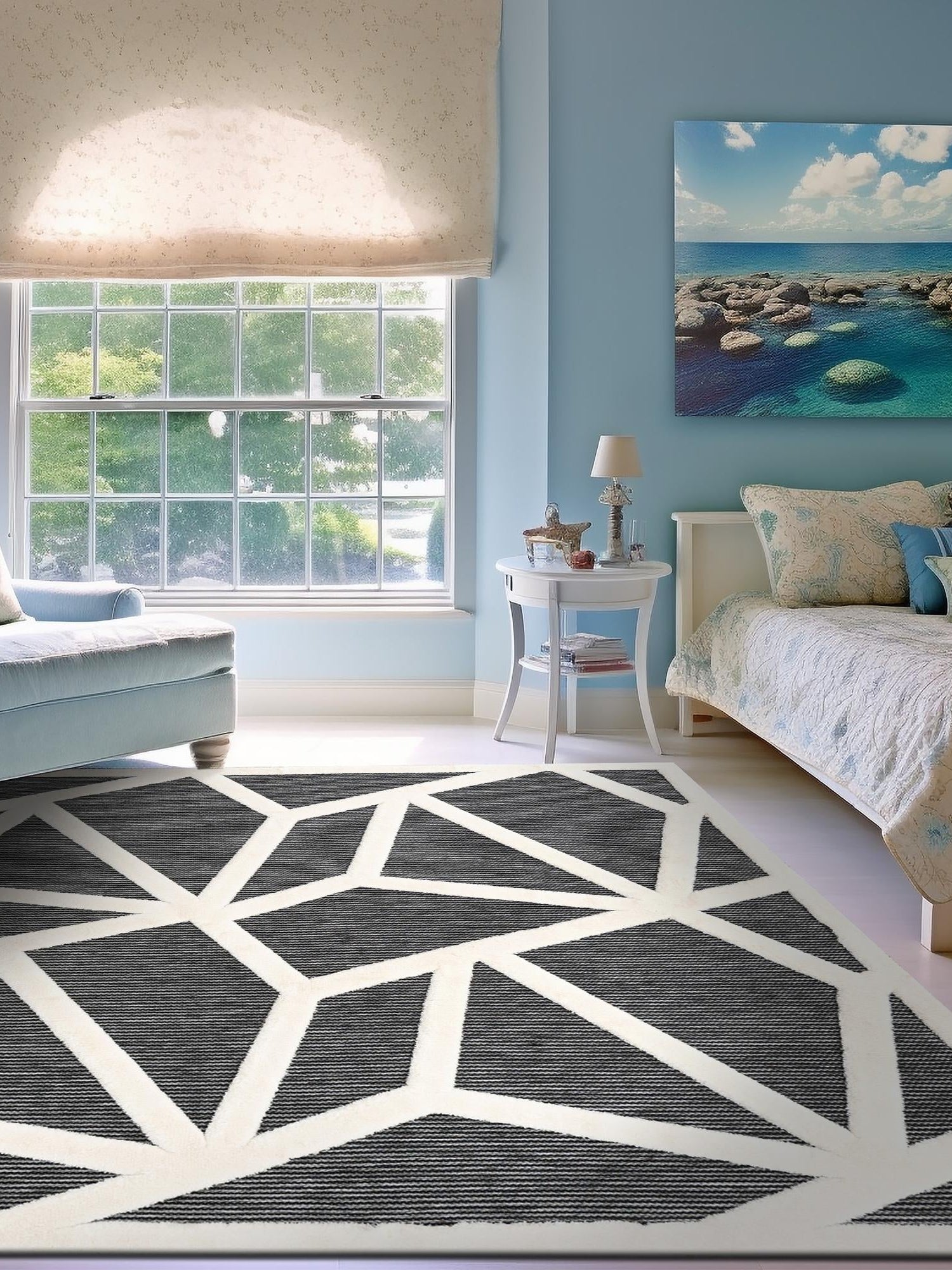 Gray 10' x 10' Prismatic Square Area Rug Modern Geometric Unique Design Carpet for Contemporary Interior Home Decorating for Sale at Rug Engine