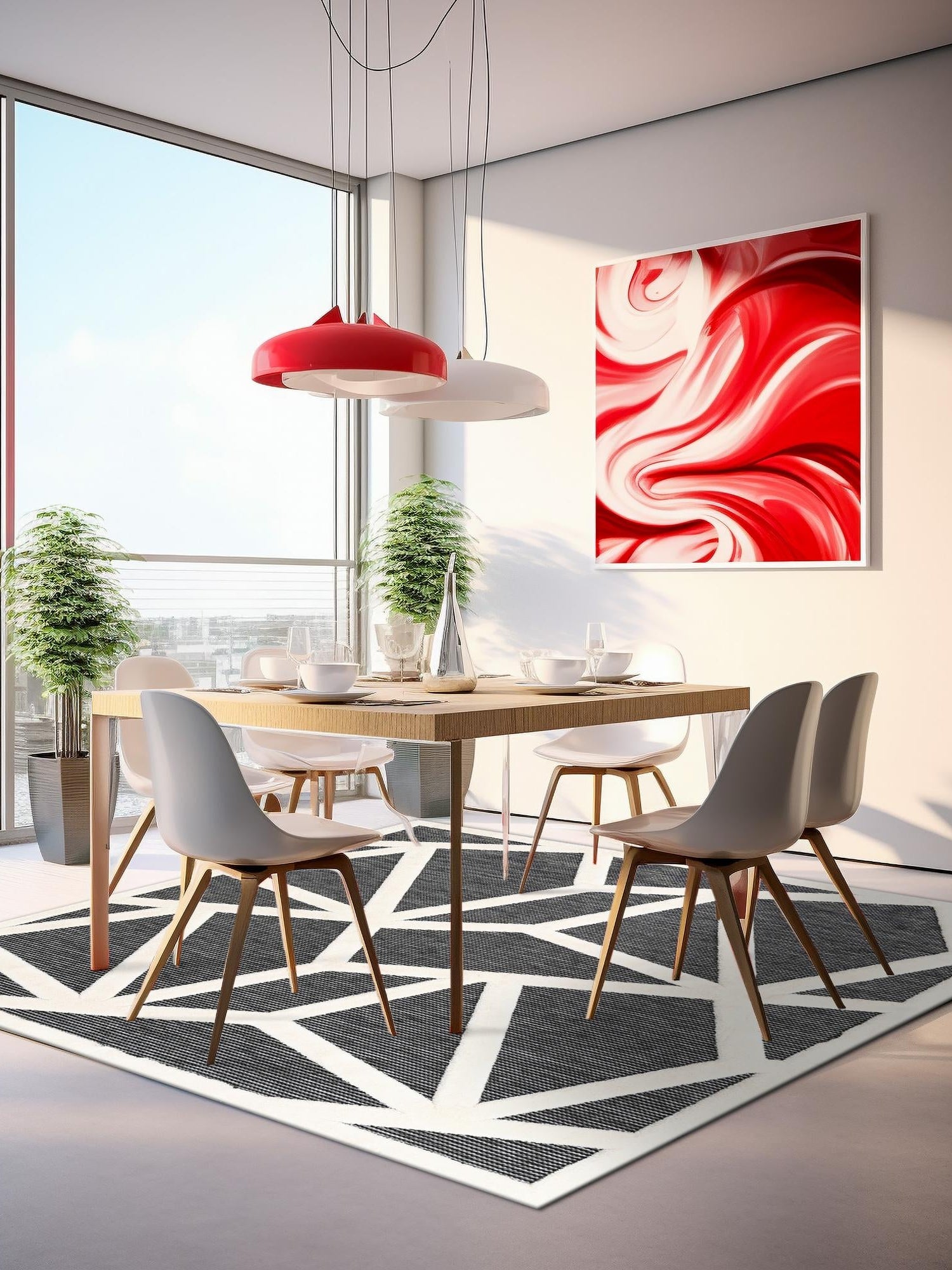 Gray 10' x 10' Prismatic Square Area Rug Modern Geometric Unique Design Carpet for Contemporary Interior Home Decorating for Sale at Rug Engine