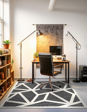 Gray 7' 10 x 7' 10 Prismatic Square Area Rug Modern Geometric Unique Design Carpet for Contemporary Interior Home Decorating for Sale at Rug Engine