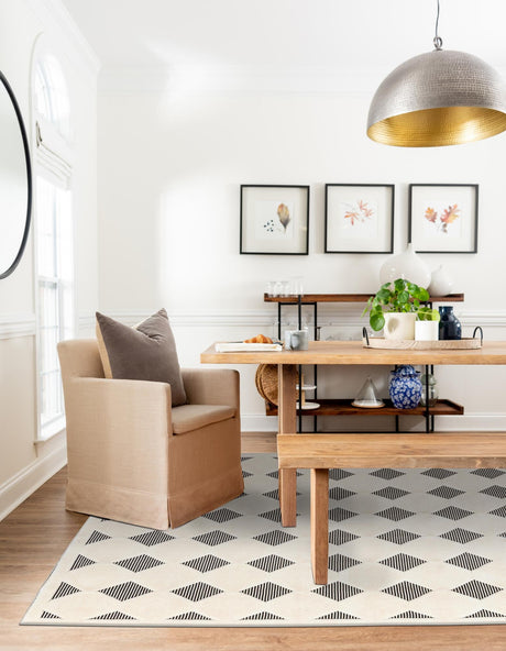 Black and White 6' 1 x 9' Prismatic Rectangle Area Rug Modern Geometric Unique Design Carpet for Contemporary Interior Home Decorating for Sale at Rug Engine