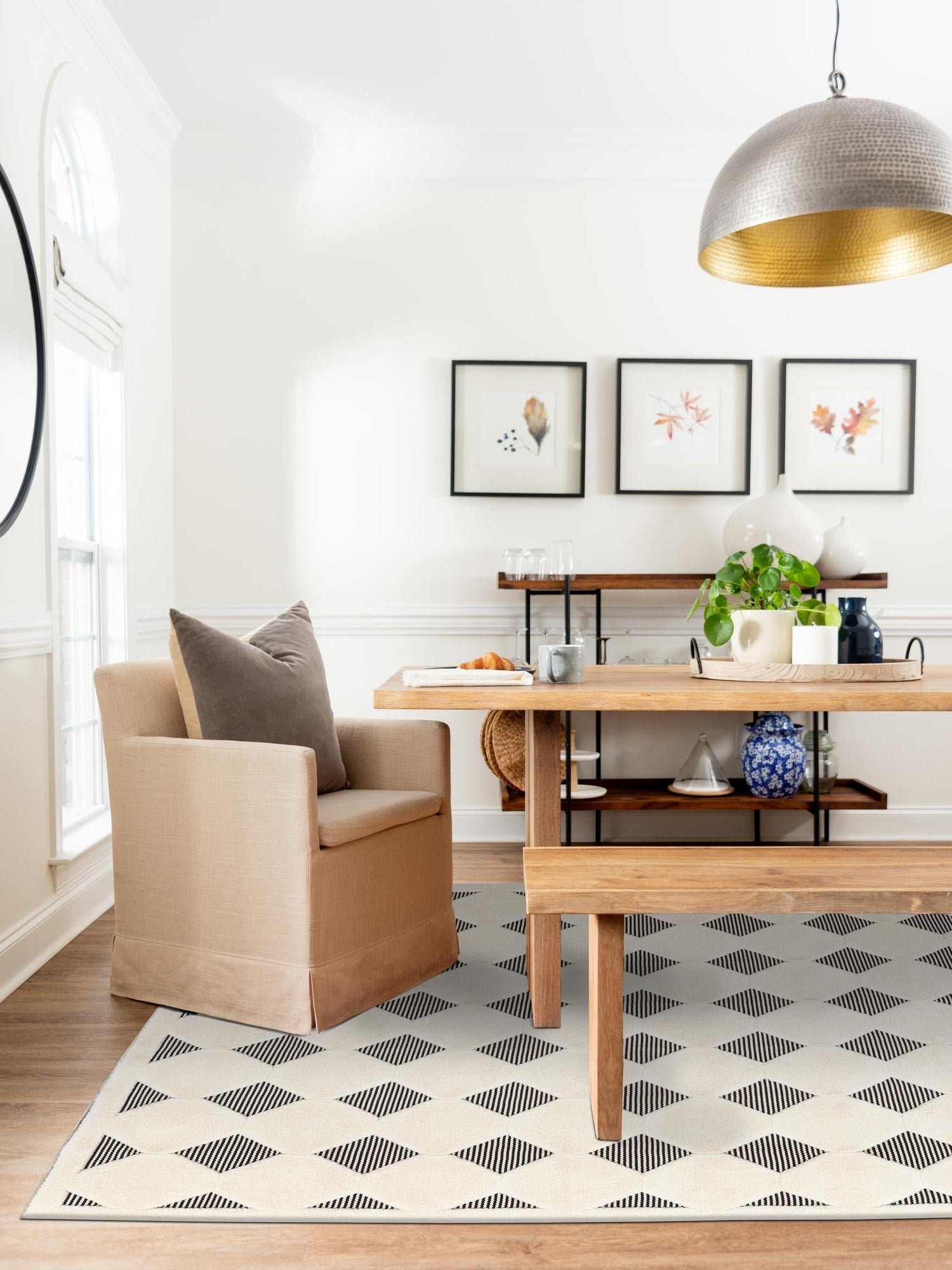Black and White 9' x 12' Prismatic Rectangle Area Rug Modern Geometric Unique Design Carpet for Contemporary Interior Home Decorating for Sale at Rug Engine