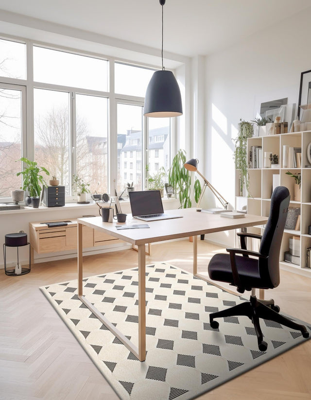 Black and White 4' 1 x 6' 1 Prismatic Rectangle Area Rug Modern Geometric Unique Design Carpet for Contemporary Interior Home Decorating for Sale at Rug Engine