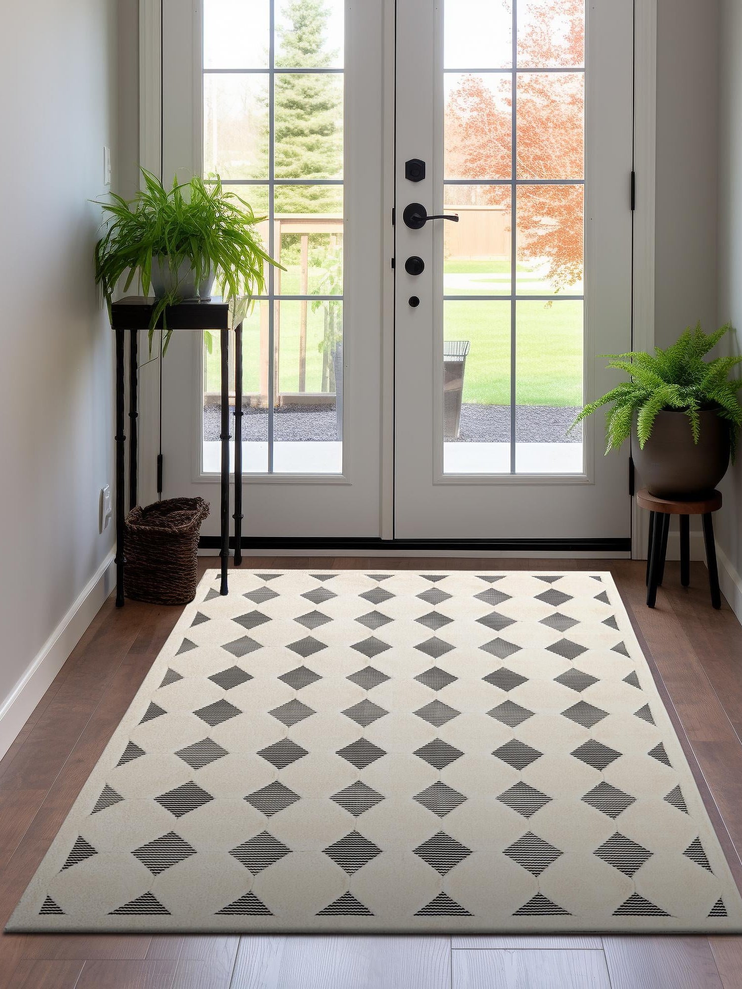 Black and White 2' x 3' 1 Prismatic Rectangle Area Rug Modern Geometric Unique Design Carpet for Contemporary Interior Home Decorating for Sale at Rug Engine