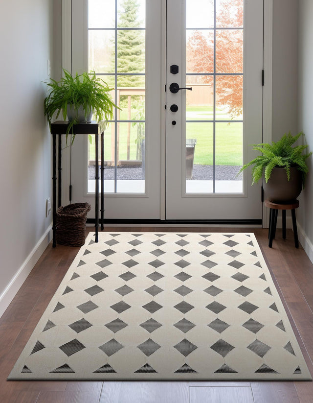 Black and White 9' x 12' Prismatic Rectangle Area Rug Modern Geometric Unique Design Carpet for Contemporary Interior Home Decorating for Sale at Rug Engine