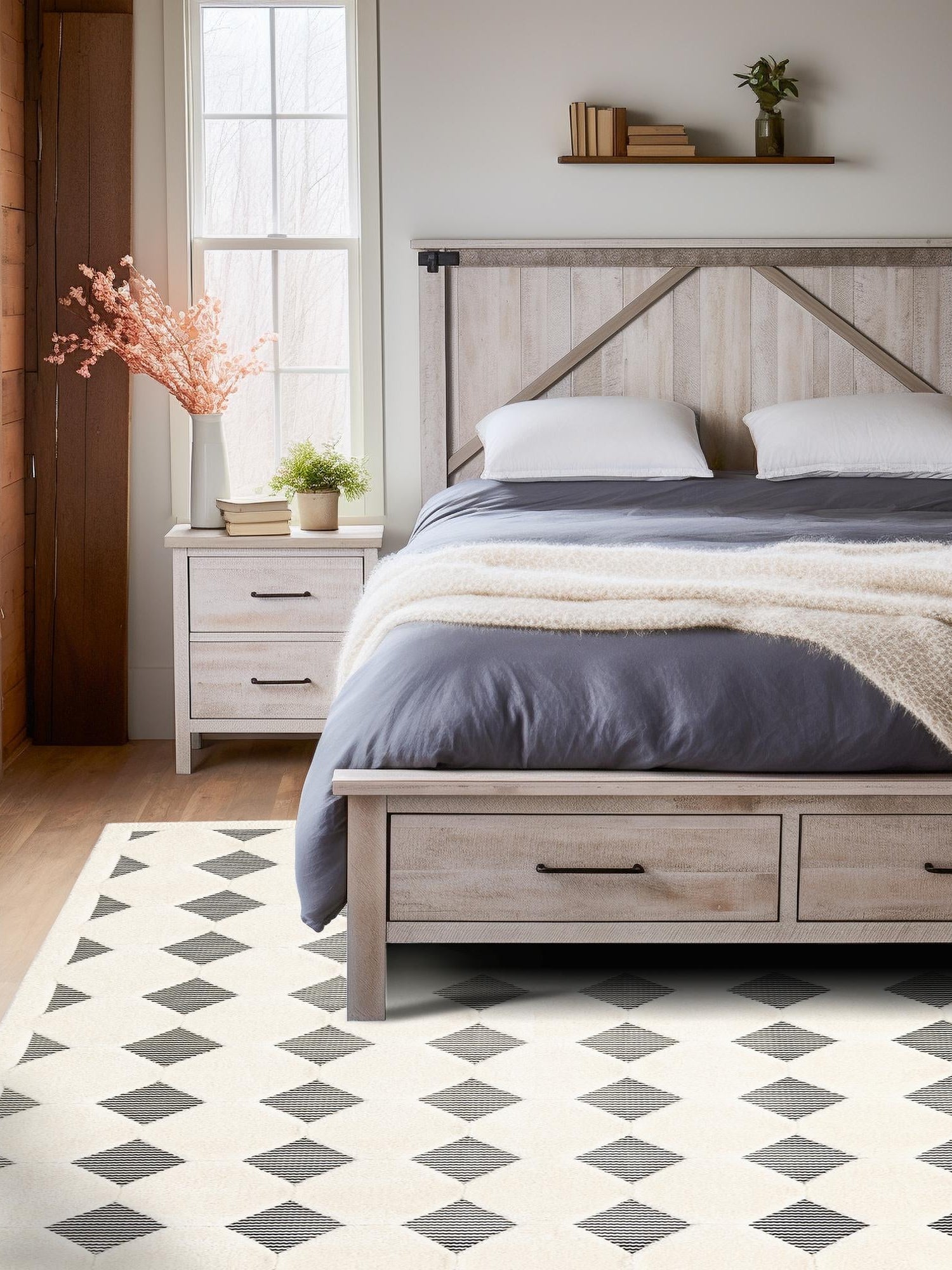Black and White 5' 3 x 8' Prismatic Rectangle Area Rug Modern Geometric Unique Design Carpet for Contemporary Interior Home Decorating for Sale at Rug Engine