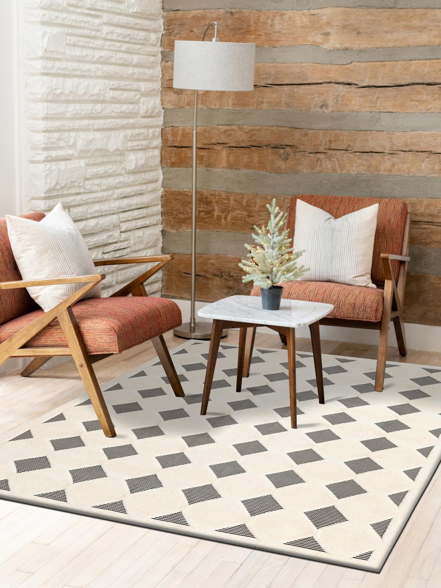 Black and White 4' 1 x 6' 1 Prismatic Rectangle Area Rug Modern Geometric Unique Design Carpet for Contemporary Interior Home Decorating for Sale at Rug Engine
