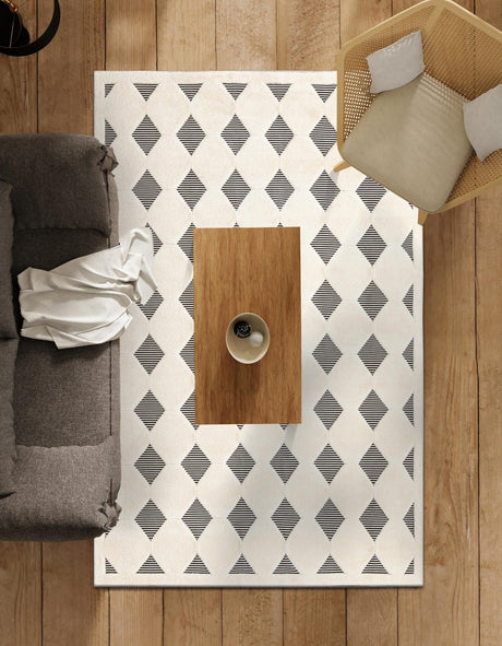 Black and White 9' x 12' Prismatic Rectangle Area Rug Modern Geometric Unique Design Carpet for Contemporary Interior Home Decorating for Sale at Rug Engine