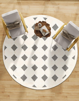 Black and White 3' 1 x 3' 1 Prismatic Round Area Rug Modern Geometric Unique Design Carpet for Contemporary Interior Home Decorating for Sale at Rug Engine
