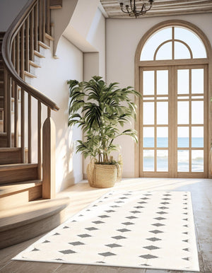 Black and White 2' x 5' 1 Prismatic Runner Area Rug Modern Geometric Unique Design Carpet for Contemporary Interior Home Decorating for Sale at Rug Engine
