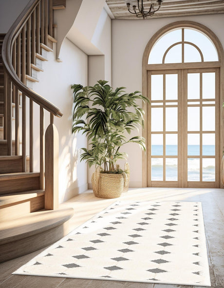 Black and White 2' 7 x 10' Prismatic Runner Area Rug Modern Geometric Unique Design Carpet for Contemporary Interior Home Decorating for Sale at Rug Engine