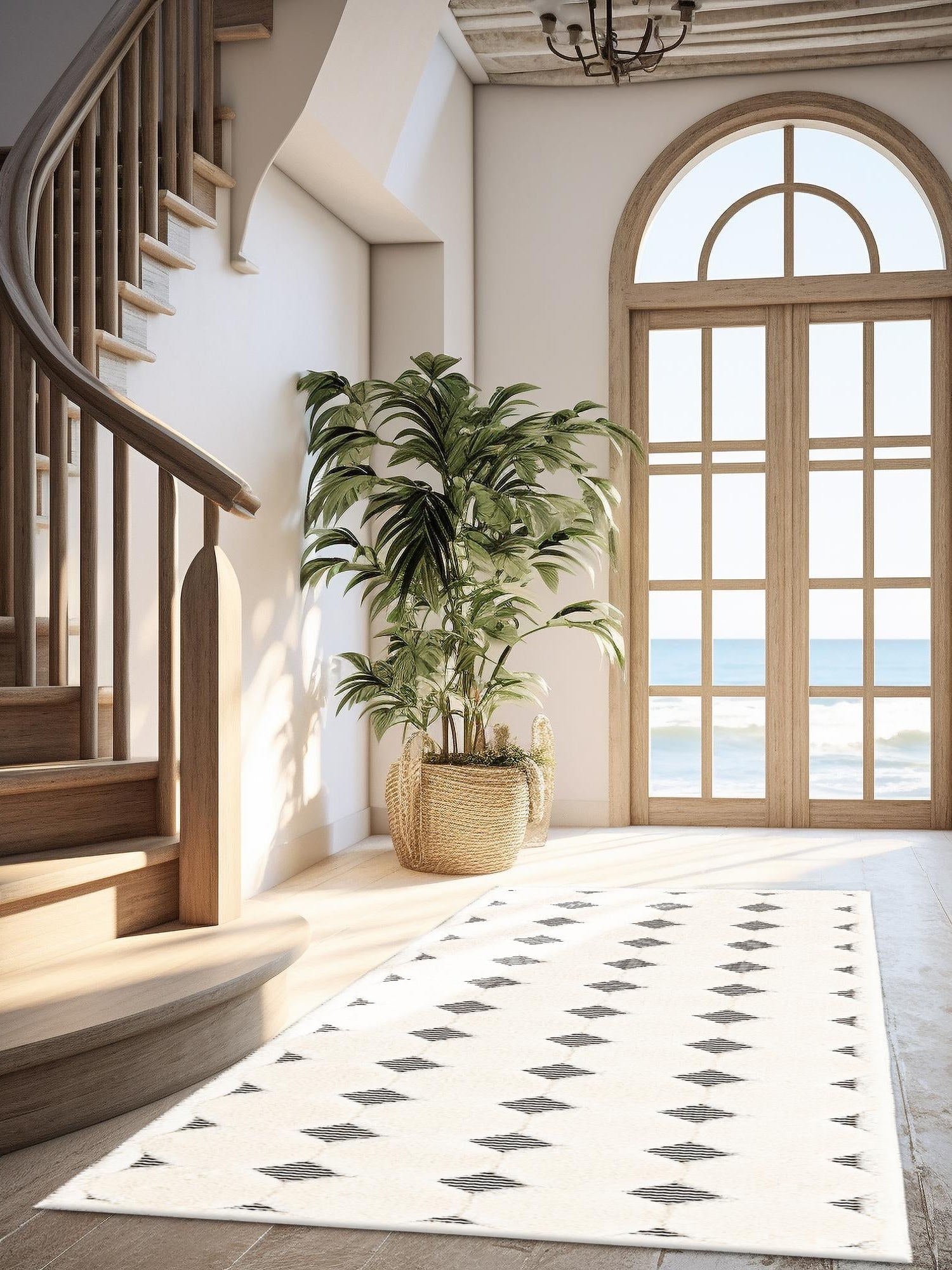 Black and White 2' x 6' 1 Prismatic Runner Area Rug Modern Geometric Unique Design Carpet for Contemporary Interior Home Decorating for Sale at Rug Engine