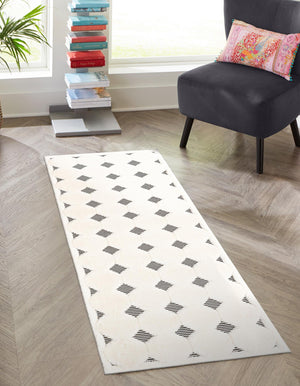 Black and White 2' x 5' 1 Prismatic Runner Area Rug Modern Geometric Unique Design Carpet for Contemporary Interior Home Decorating for Sale at Rug Engine