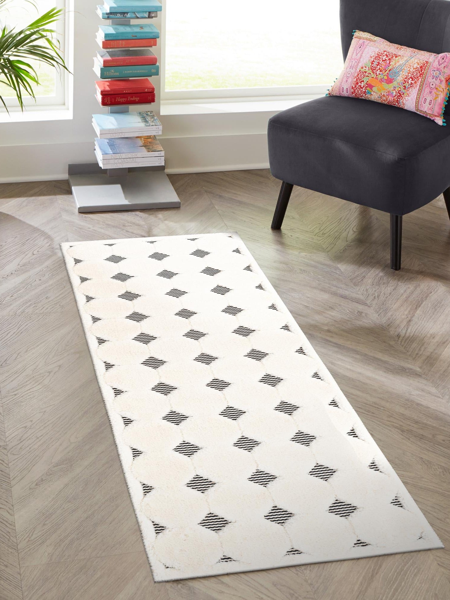 Black and White 2' 7 x 12' Prismatic Runner Area Rug Modern Geometric Unique Design Carpet for Contemporary Interior Home Decorating for Sale at Rug Engine