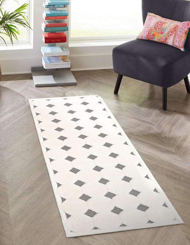 Black and White 2' 7 x 10' Prismatic Runner Area Rug Modern Geometric Unique Design Carpet for Contemporary Interior Home Decorating for Sale at Rug Engine