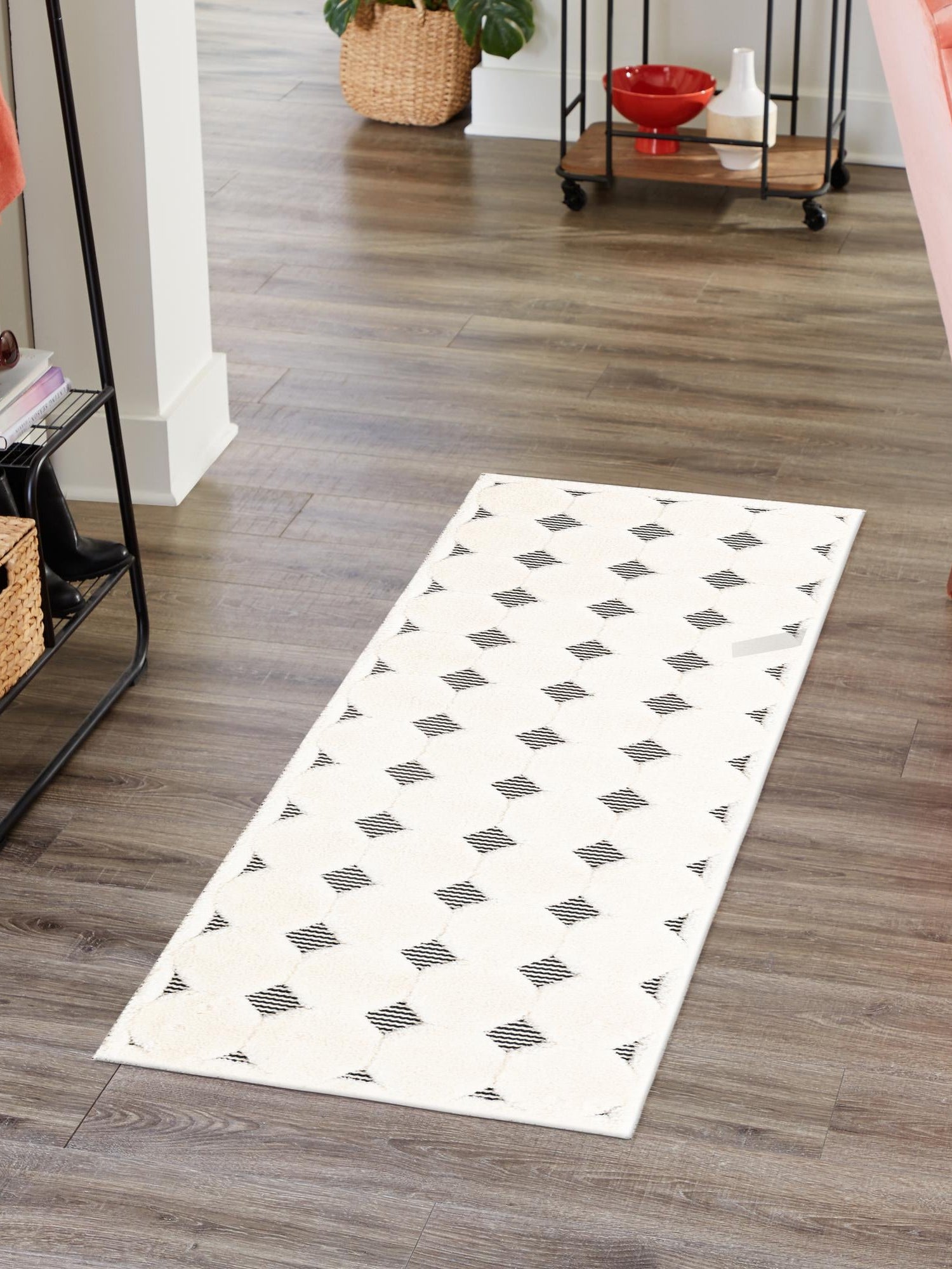 Black and White 2' 7 x 10' Prismatic Runner Area Rug Modern Geometric Unique Design Carpet for Contemporary Interior Home Decorating for Sale at Rug Engine