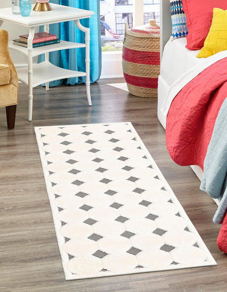 Black and White 2' 7 x 10' Prismatic Runner Area Rug Modern Geometric Unique Design Carpet for Contemporary Interior Home Decorating for Sale at Rug Engine