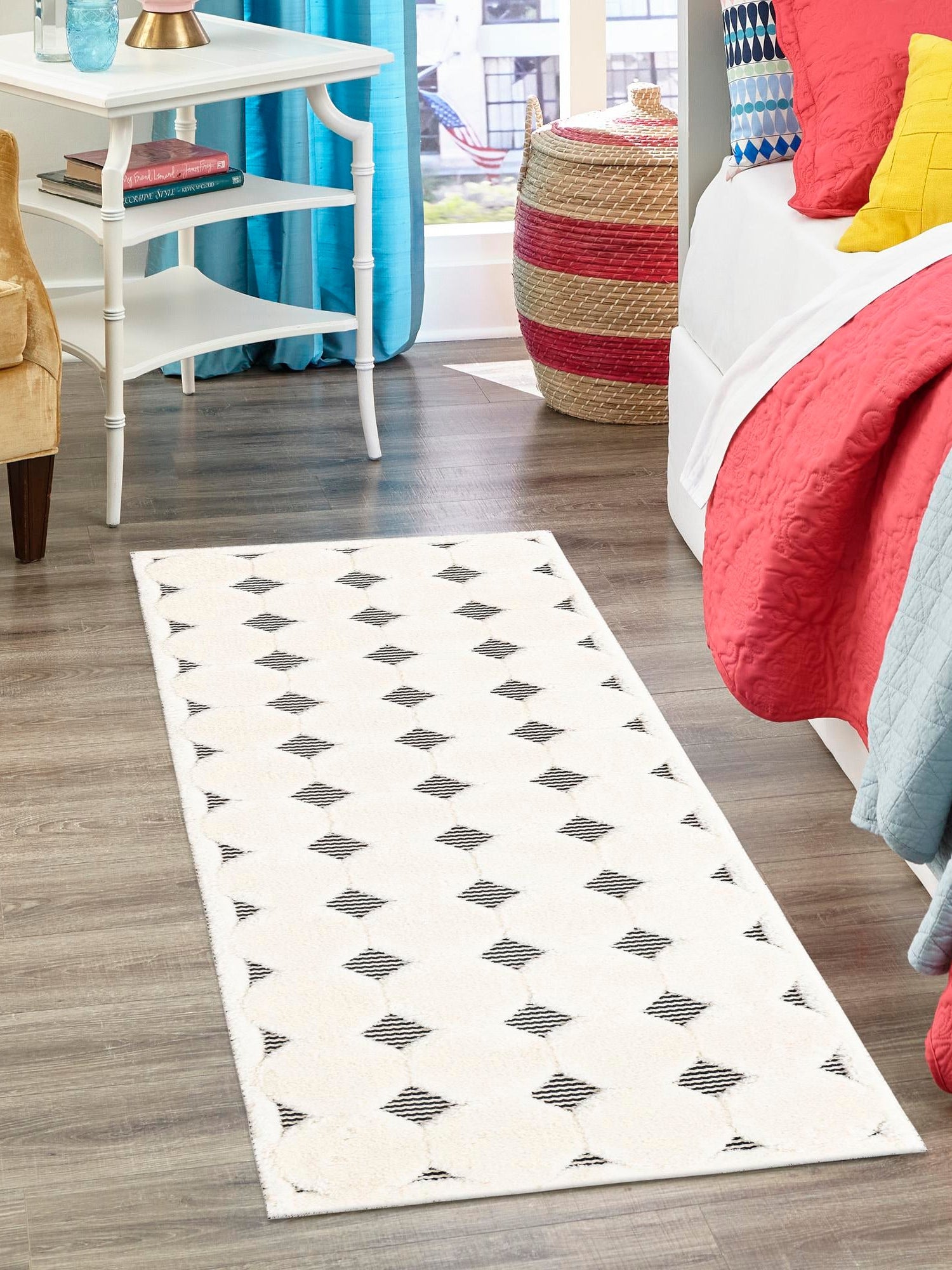 Black and White 2' x 6' 1 Prismatic Runner Area Rug Modern Geometric Unique Design Carpet for Contemporary Interior Home Decorating for Sale at Rug Engine