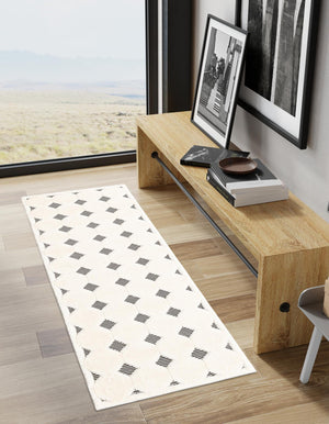 Black and White 2' x 5' 1 Prismatic Runner Area Rug Modern Geometric Unique Design Carpet for Contemporary Interior Home Decorating for Sale at Rug Engine