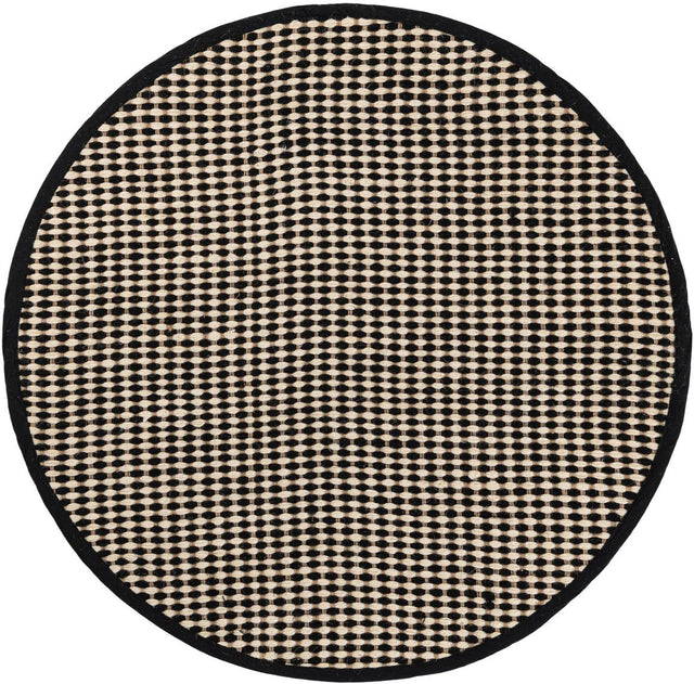 Black and White 3' 1 x 3' 1 Laurel Handwoven Jute Round Area Rug Braided Jute With Cotton Rustic All Natural Carpet for Home Indoor Interior Design for Sale at Rug Engine