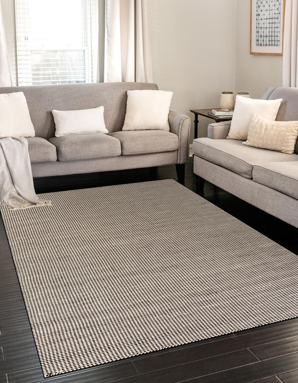 Black and White 2' x 3' 1 Laurel Handwoven Jute Rectangle Area Rug Braided Jute With Cotton Rustic All Natural Carpet for Home Indoor Interior Design for Sale at Rug Engine