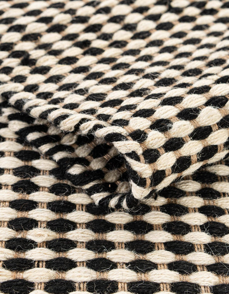 Black and White 4' 1 x 6' 1 Laurel Handwoven Jute Rectangle Area Rug Braided Jute With Cotton Rustic All Natural Carpet for Home Indoor Interior Design for Sale at Rug Engine