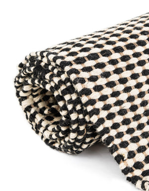 Black and White 2' 7 x 8' Laurel Handwoven Jute Runner Area Rug Braided Jute With Cotton Rustic All Natural Carpet for Home Indoor Interior Design for Sale at Rug Engine