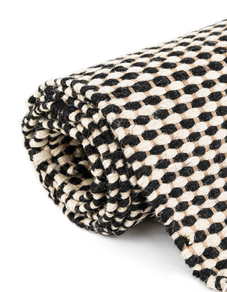 Black and White 2' x 4' 1 Laurel Handwoven Jute Runner Area Rug Braided Jute With Cotton Rustic All Natural Carpet for Home Indoor Interior Design for Sale at Rug Engine