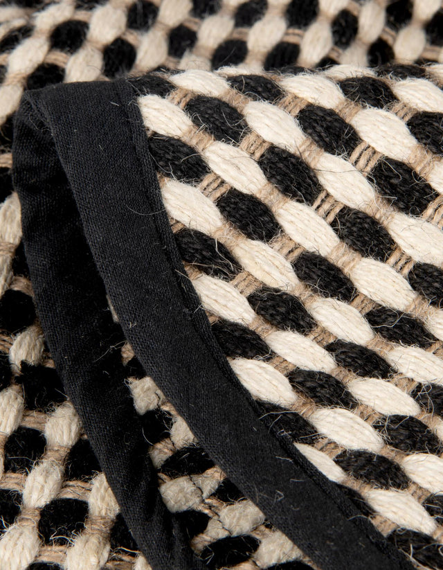 Black and White 3' 1 x 3' 1 Laurel Handwoven Jute Round Area Rug Braided Jute With Cotton Rustic All Natural Carpet for Home Indoor Interior Design for Sale at Rug Engine