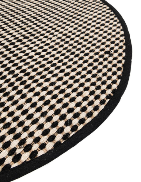 Black and White 3' 1 x 3' 1 Laurel Handwoven Jute Round Area Rug Braided Jute With Cotton Rustic All Natural Carpet for Home Indoor Interior Design for Sale at Rug Engine