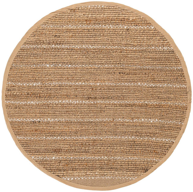 Natural 3' 1 x 3' 1 Laurel Handwoven Jute Round Area Rug Braided Jute With Cotton Rustic All Natural Carpet for Home Indoor Interior Design for Sale at Rug Engine