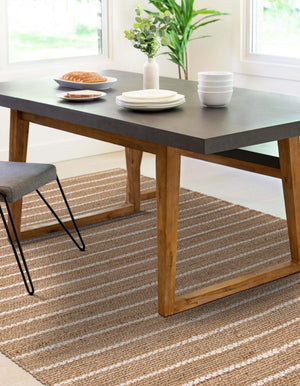 Natural 6' 1 x 9' Laurel Handwoven Jute Rectangle Area Rug Braided Jute With Cotton Rustic All Natural Carpet for Home Indoor Interior Design for Sale at Rug Engine