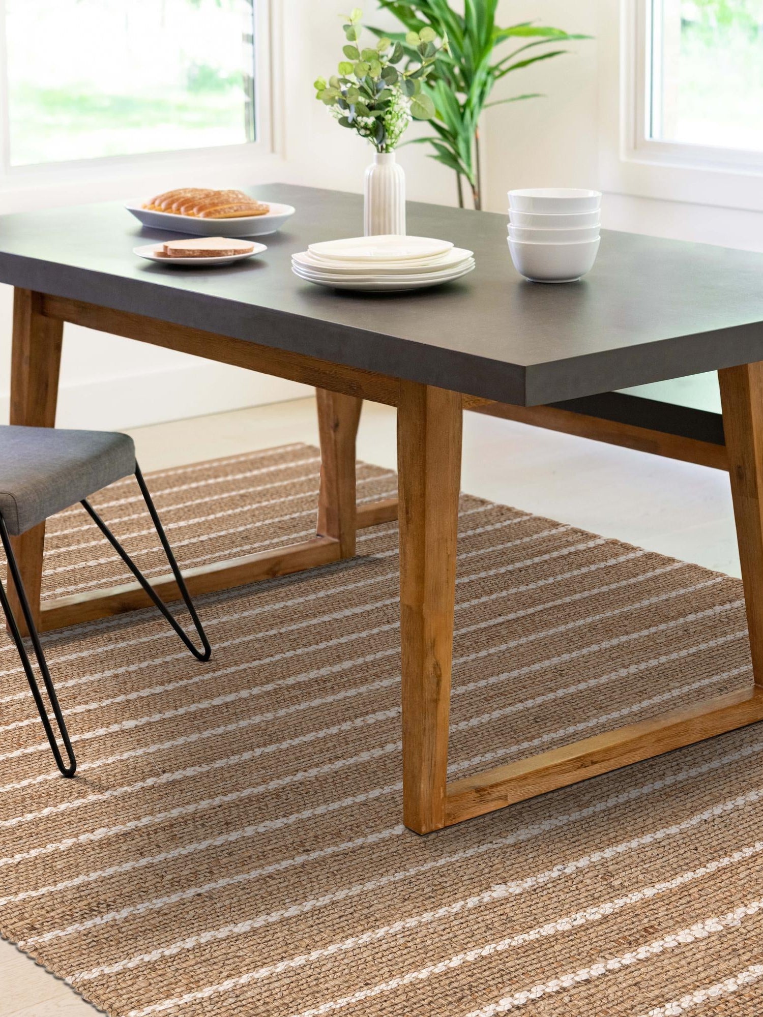 Natural 9' x 12' Laurel Handwoven Jute Rectangle Area Rug Braided Jute With Cotton Rustic All Natural Carpet for Home Indoor Interior Design for Sale at Rug Engine