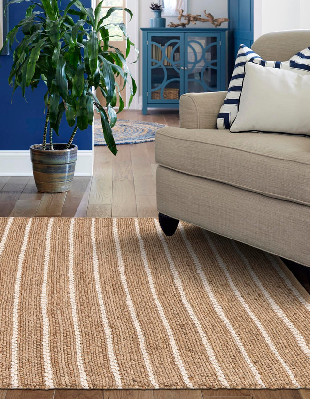 Natural 7' 10 x 10' Laurel Handwoven Jute Rectangle Area Rug Braided Jute With Cotton Rustic All Natural Carpet for Home Indoor Interior Design for Sale at Rug Engine