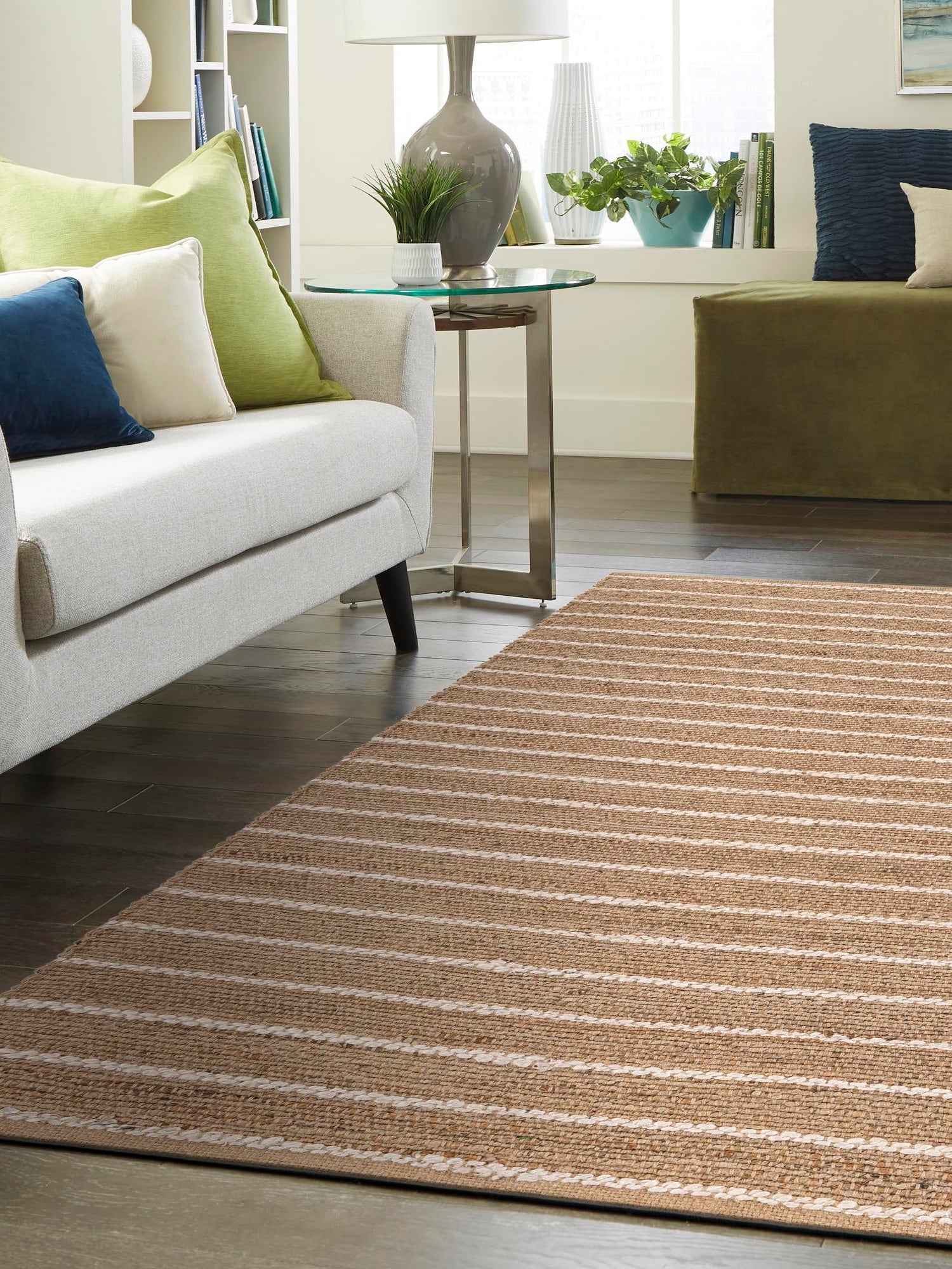 Natural 4' 1 x 6' 1 Laurel Handwoven Jute Rectangle Area Rug Braided Jute With Cotton Rustic All Natural Carpet for Home Indoor Interior Design for Sale at Rug Engine
