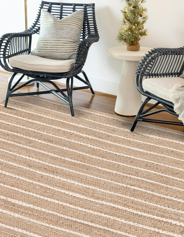 Natural 9' x 12' Laurel Handwoven Jute Rectangle Area Rug Braided Jute With Cotton Rustic All Natural Carpet for Home Indoor Interior Design for Sale at Rug Engine