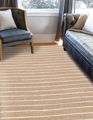 Natural 9' x 12' Laurel Handwoven Jute Rectangle Area Rug Braided Jute With Cotton Rustic All Natural Carpet for Home Indoor Interior Design for Sale at Rug Engine