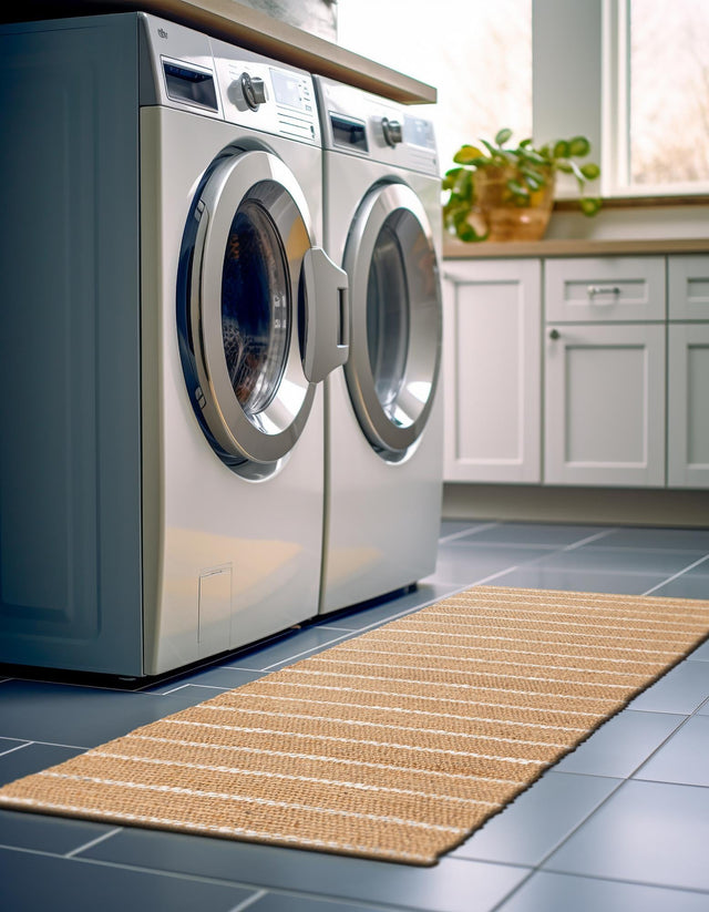 Natural 2' 7 x 12' Laurel Handwoven Jute Runner Area Rug Braided Jute With Cotton Rustic All Natural Carpet for Home Indoor Interior Design for Sale at Rug Engine