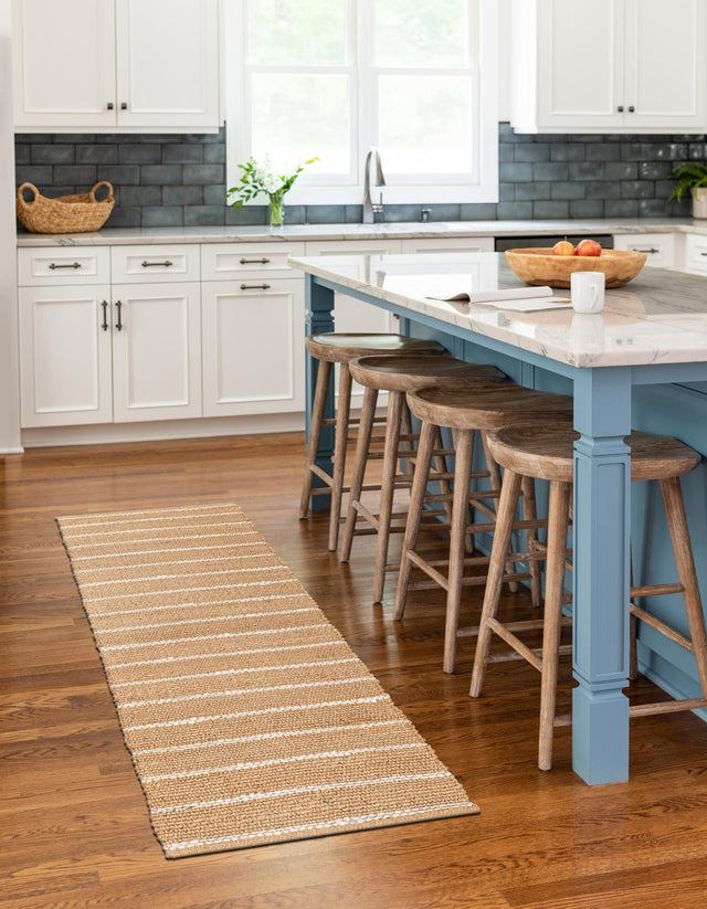 Natural 2' x 6' 1 Laurel Handwoven Jute Runner Area Rug Braided Jute With Cotton Rustic All Natural Carpet for Home Indoor Interior Design for Sale at Rug Engine