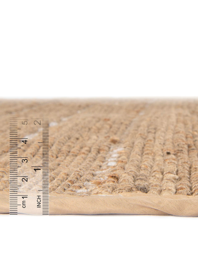 Natural 3' 1 x 3' 1 Laurel Handwoven Jute Round Area Rug Braided Jute With Cotton Rustic All Natural Carpet for Home Indoor Interior Design for Sale at Rug Engine