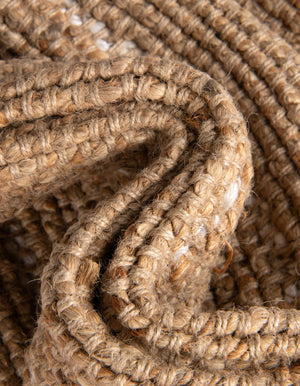 Natural 3' 1 x 3' 1 Laurel Handwoven Jute Round Area Rug Braided Jute With Cotton Rustic All Natural Carpet for Home Indoor Interior Design for Sale at Rug Engine