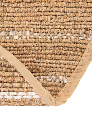 Natural 3' 1 x 3' 1 Laurel Handwoven Jute Round Area Rug Braided Jute With Cotton Rustic All Natural Carpet for Home Indoor Interior Design for Sale at Rug Engine
