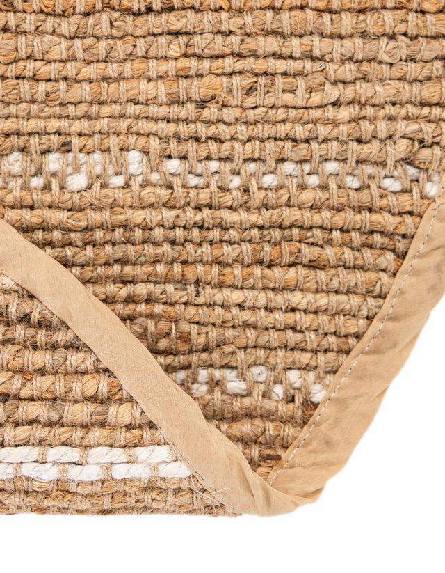 Natural 3' 1 x 3' 1 Laurel Handwoven Jute Round Area Rug Braided Jute With Cotton Rustic All Natural Carpet for Home Indoor Interior Design for Sale at Rug Engine