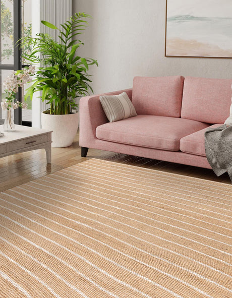 Natural 7' 10 x 7' 10 Laurel Handwoven Jute Square Area Rug Braided Jute With Cotton Rustic All Natural Carpet for Home Indoor Interior Design for Sale at Rug Engine