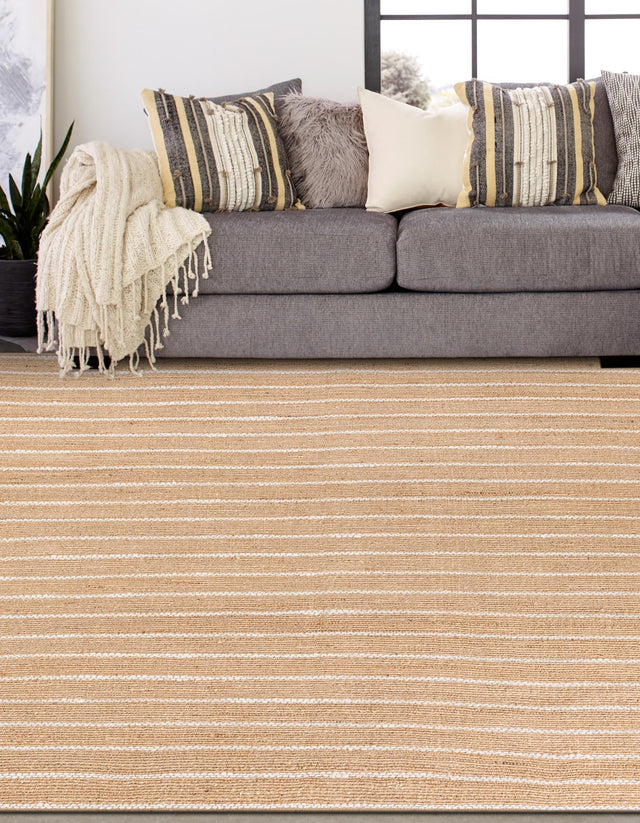 Natural 7' 10 x 7' 10 Laurel Handwoven Jute Square Area Rug Braided Jute With Cotton Rustic All Natural Carpet for Home Indoor Interior Design for Sale at Rug Engine