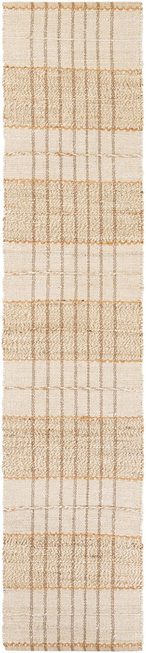Ivory 2' 7 x 12' Laurel Handwoven Jute Runner Area Rug Braided Jute With Cotton Rustic All Natural Carpet for Home Indoor Interior Design for Sale at Rug Engine