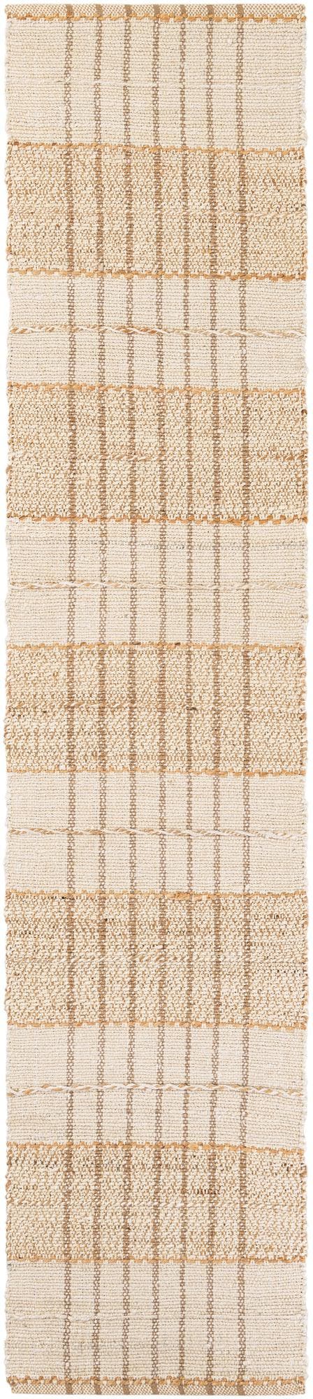 Ivory 2' 7 x 12' Laurel Handwoven Jute Runner Area Rug Braided Jute With Cotton Rustic All Natural Carpet for Home Indoor Interior Design for Sale at Rug Engine