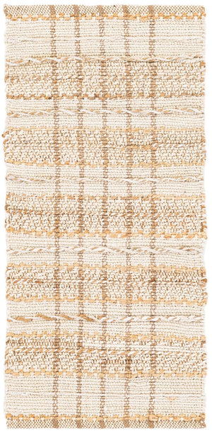 Ivory 2' x 4' 1 Laurel Handwoven Jute Runner Area Rug Braided Jute With Cotton Rustic All Natural Carpet for Home Indoor Interior Design for Sale at Rug Engine